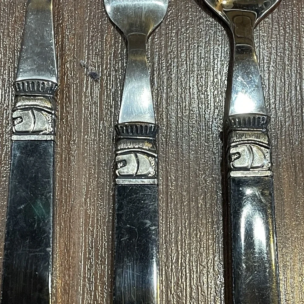 20 Vintage Sabatier CANNES flatware MCM‎ bakelite style 4 Piece Set Rare Black